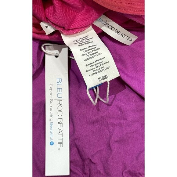 Bleu Rod Beattie Sz 4 Swimsuit Orange Pink Underwire One-Piece Tropical Beach - Picture 5 of 5